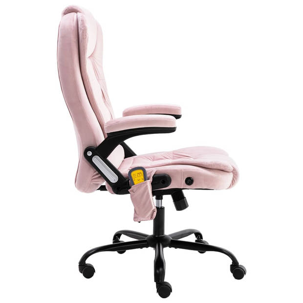 The Living Store Kantoorstoel Fluwelen Roze - Ergonomisch - Massage - Verwarming