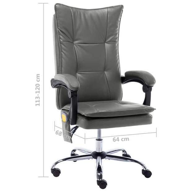 The Living Store Ergonomische kantoorstoel - Antraciet - 64 x 68 x (113 - 120) cm - Massage- en verwarmingsfunctie