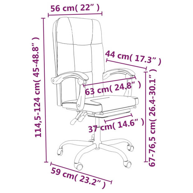 The Living Store Verstelbare Bureaustoel - Bruin Kunstleer - 63 x 59 x (114.5-124) cm