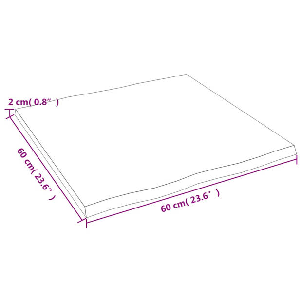 The Living Store Massief eikenhouten vervangend tafelblad - 60x60x2 cm - donkergrijs