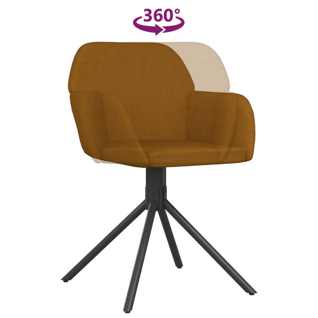 The Living Store Draaibare Eetkamerstoelen - Bruin - 54 x 58.5 x 79.5 cm - Fluweel