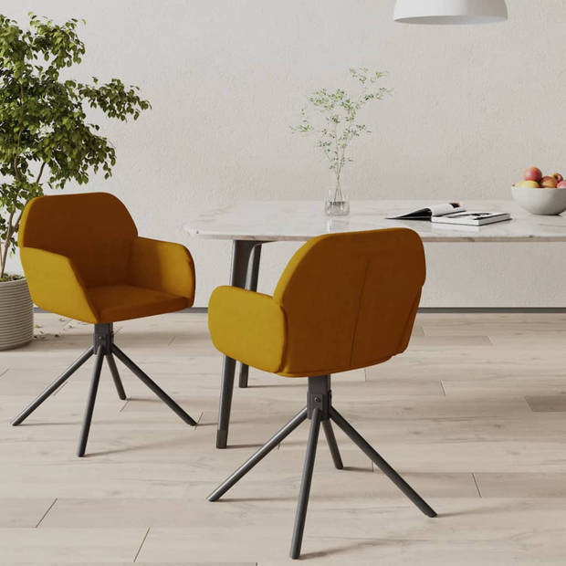 The Living Store Draaibare Eetkamerstoelen - Bruin - 54 x 58.5 x 79.5 cm - Fluweel