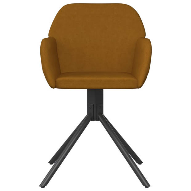 The Living Store Draaibare Eetkamerstoelen - Bruin - 54 x 58.5 x 79.5 cm - Fluweel