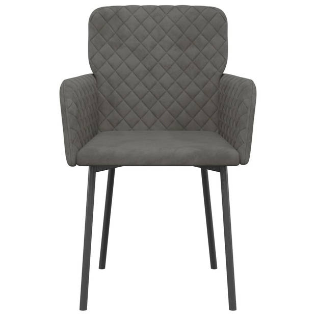 The Living Store Eetkamerstoelen - Donkergrijs Fluweel - Comfortabel design - 51.5x61x78.5 cm