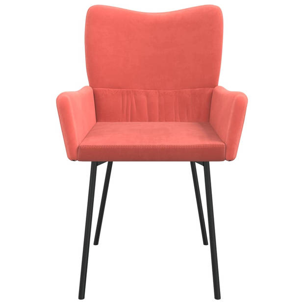 The Living Store Eetkamerstoelen Velvet - Roze - 55x57x81.5 cm - Comfortabel