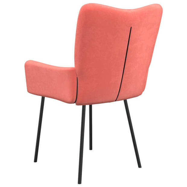 The Living Store Eetkamerstoelen Velvet - Roze - 55x57x81.5 cm - Comfortabel