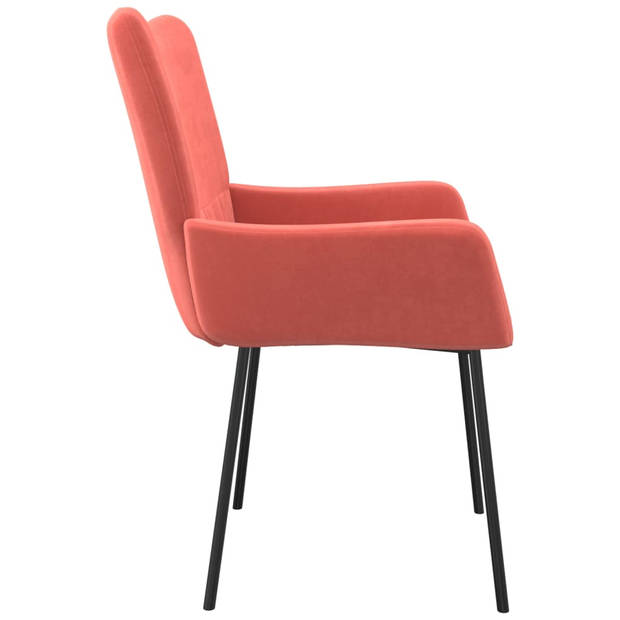 The Living Store Eetkamerstoelen Velvet - Roze - 55x57x81.5 cm - Comfortabel