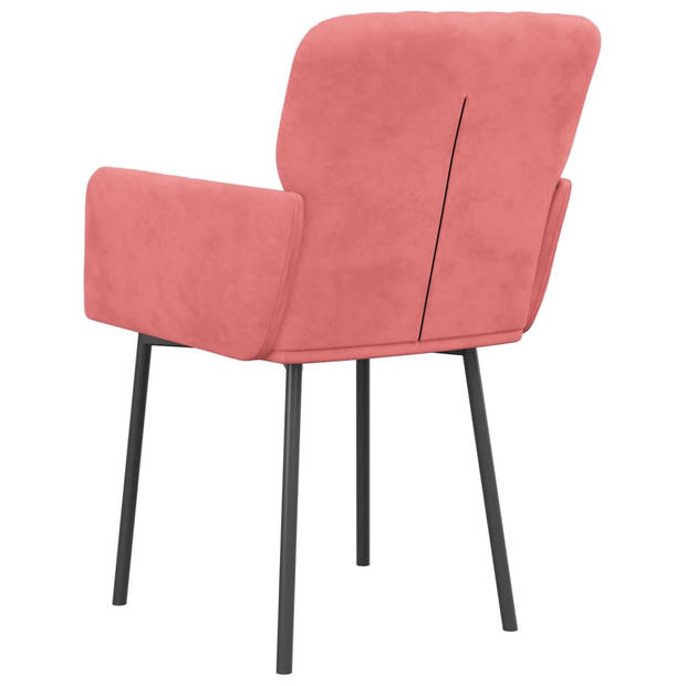 The Living Store Eetkamerstoelen 2 st fluweel roze - Eetkamerstoel