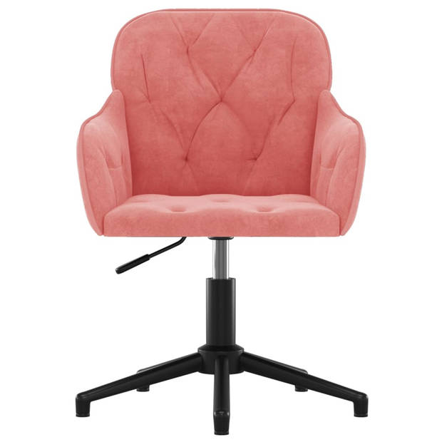 The Living Store Eetkamerstoelen - Fluweel - Roze - 56x61.5x72-80 cm - 360 graden draaibaar