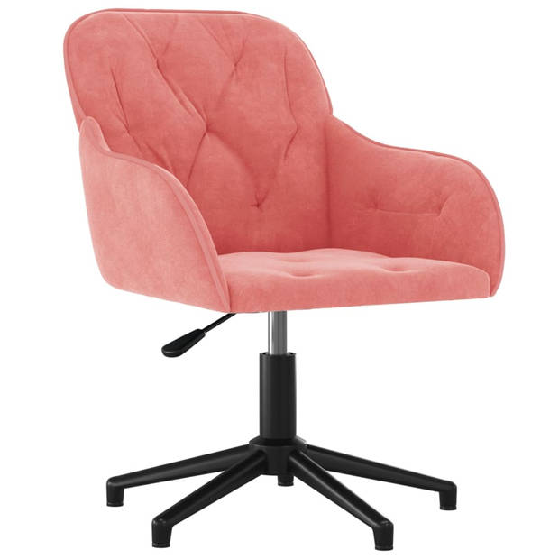 The Living Store Eetkamerstoelen - Fluweel - Roze - 56x61.5x72-80 cm - 360 graden draaibaar