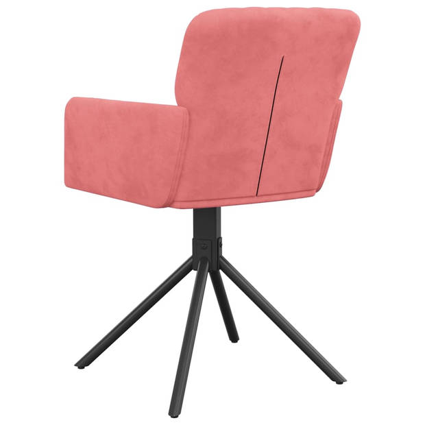 The Living Store Eetkamerstoelen - Draaibaar - Fluweel - Roze - 51.5x59x83.5cm