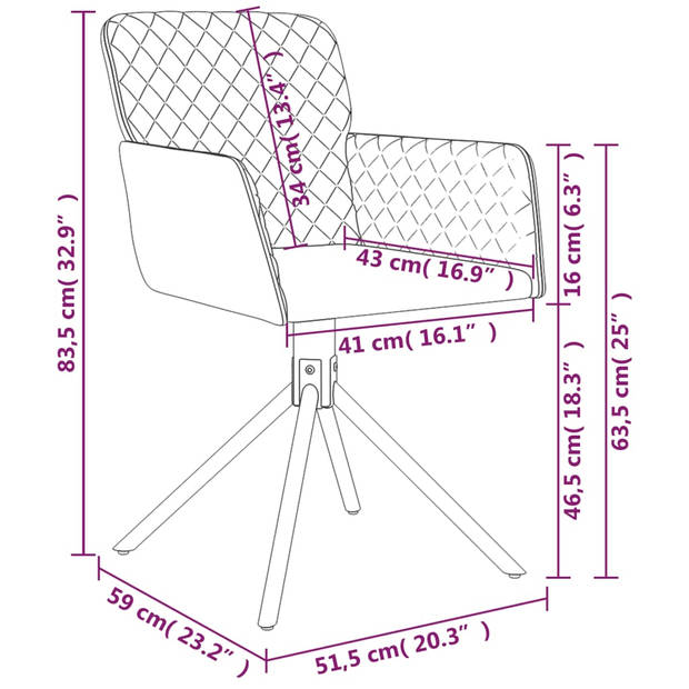 vidaXL Eetkamerstoelen draaibaar 2 st fluweel roze