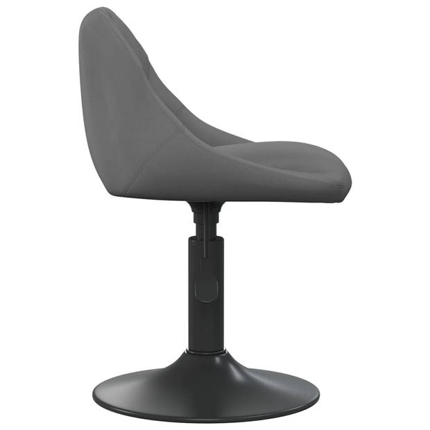 The Living Store Draaibare Eetkamerstoelen - Donkergrijs - 46x44x(62.5-77.5)cm - Fluweel en Staal