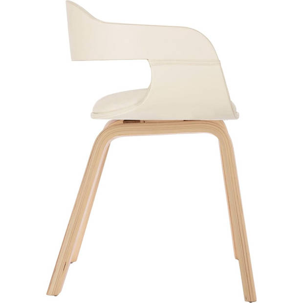 The Living Store Trendy Eetkamerstoel - Crème en Lichthout - Kunstleer - 49x51x70 cm - Ergonomisch