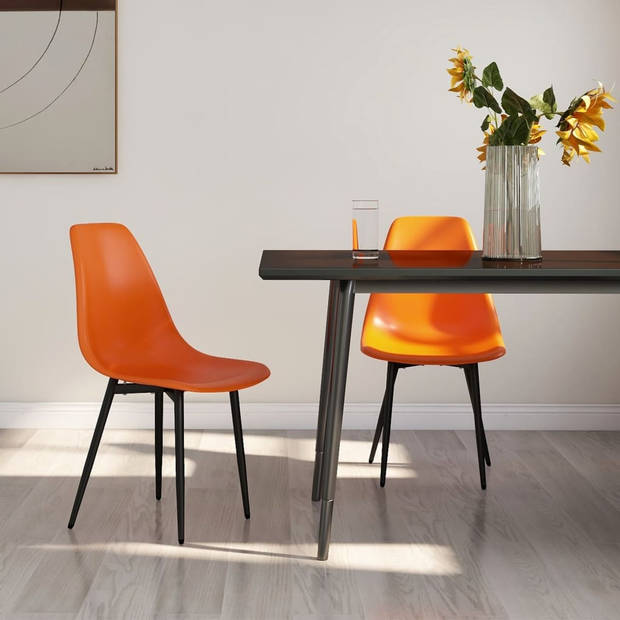 The Living Store Eetkamerstoelen - Oranje - PP - 46x52x84 cm - Ergonomisch gebogen rugleuning