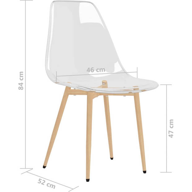 The Living Store Eetkamerstoel Transparant PET/Metaal 46x52x84 cm - Ergonomisch ontwerp - Set van 6