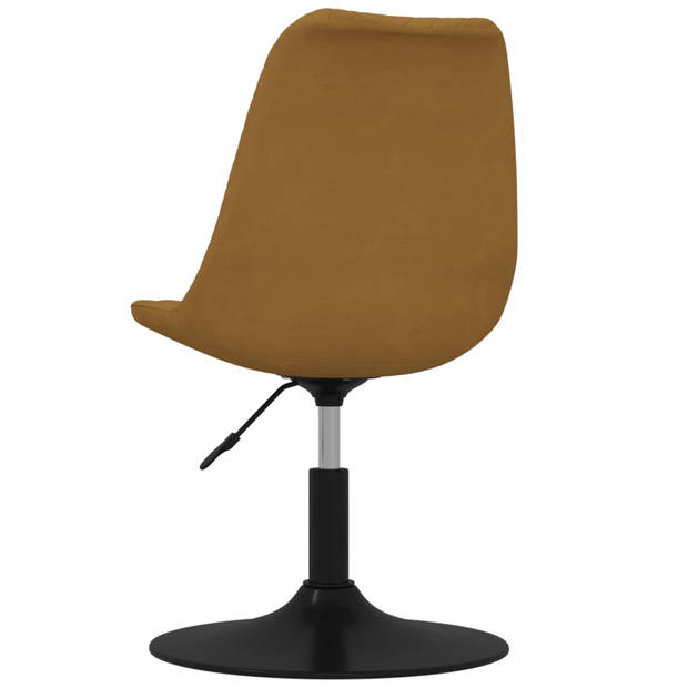 The Living Store Eetkamerstoelen Bruin Fluweel - 49 x 42 cm - Verstelbare hoogte - Stabiel metalen frame