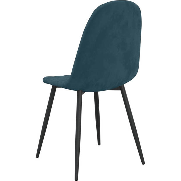 The Living Store Eetstoelen - 45 x 53.5 x 87 cm - Blauw Fluweel Metaal