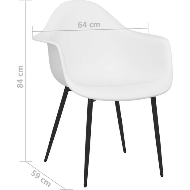 The Living Store Minimalistische Eetkamerstoelen - Wit - Polypropyleen - 64x59x84 cm - Ergonomische rugleuning