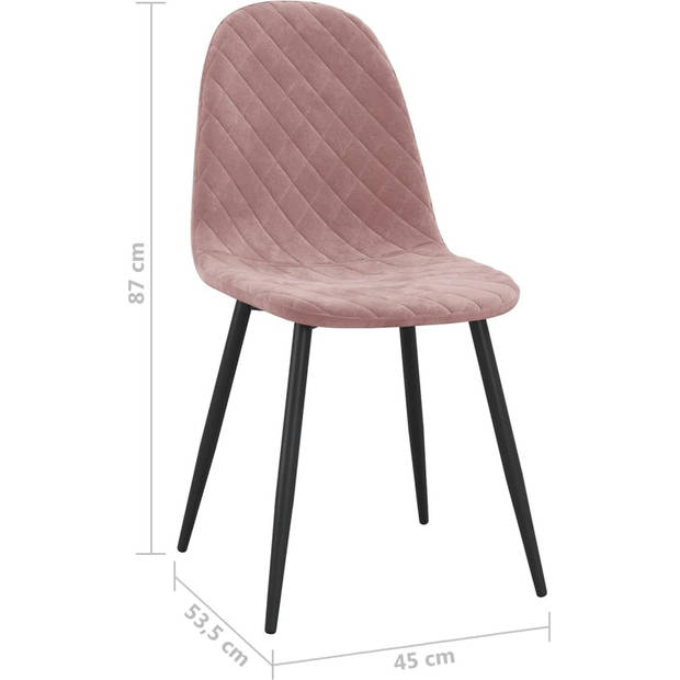 The Living Store Eetstoelen Velvet Roze - 45x53.5x87 cm - Ergonomisch design