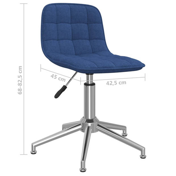 The Living Store draaibare eetkamerstoelen - Stof - Verchroomd staal - Blauw - 42.5 x 45 x (68 - 82.5) cm