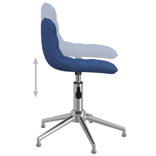 The Living Store draaibare eetkamerstoelen - Stof - Verchroomd staal - Blauw - 42.5 x 45 x (68 - 82.5) cm