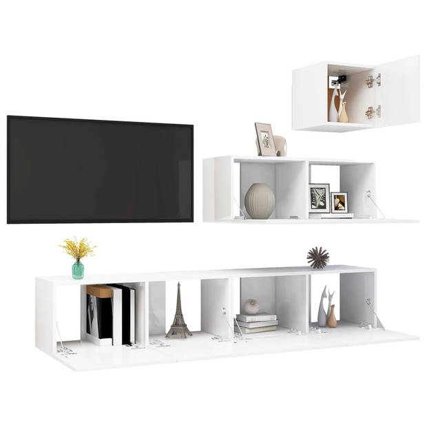 The Living Store TV Meubel Set - Hangend - Spaanplaat - Hoogglans Wit - Montage vereist - 30.5 x 30 x 30 cm - 80 x 30 x