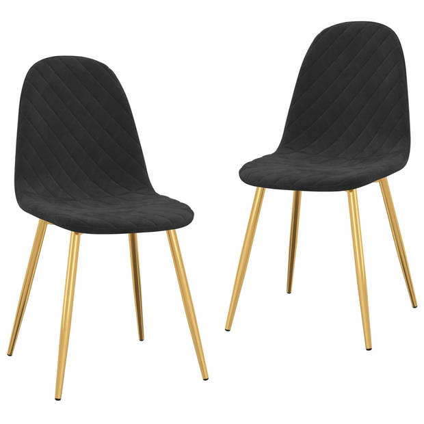 The Living Store Eetkamerstoelen - Fluweel - 45 x 53.5 x 87 cm - Zwart