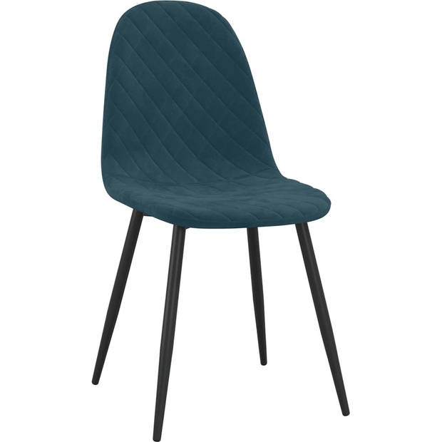 The Living Store Eetkamerstoelen - Keukenstoelen - 45 x 53.5 x 87 cm - Blauw fluweel