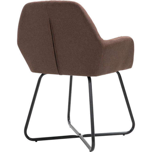 The Living Store Eetstoelen - Set van 4 - Stof - 61 x 61 x 84 cm - Bruin