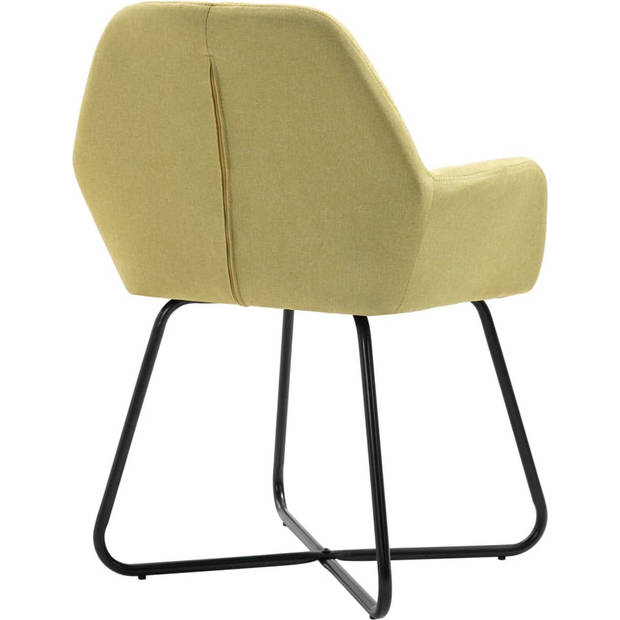 The Living Store Eetkamerstoelen Set - Groen - Stof - 61 x 61 x 84 cm - Comfortabel en stabiel