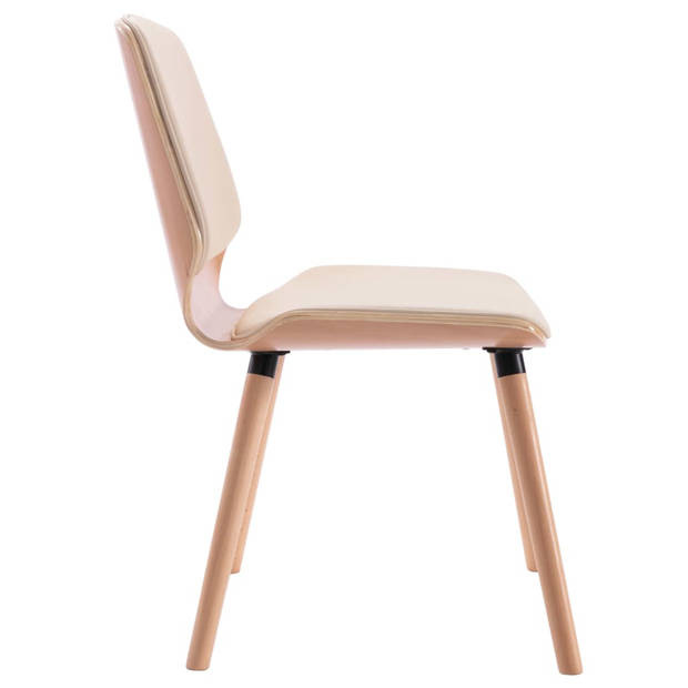 The Living Store Eetkamerstoelen Crème Kunstleren - 48 x 62.5 x 85 cm - Ergonomisch