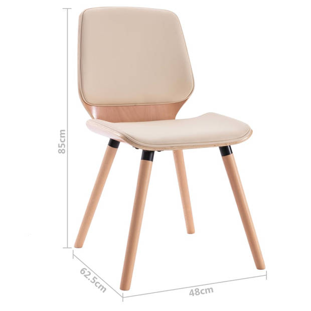 The Living Store Eetkamerstoelen Crème Kunstleren - 48 x 62.5 x 85 cm - Ergonomisch