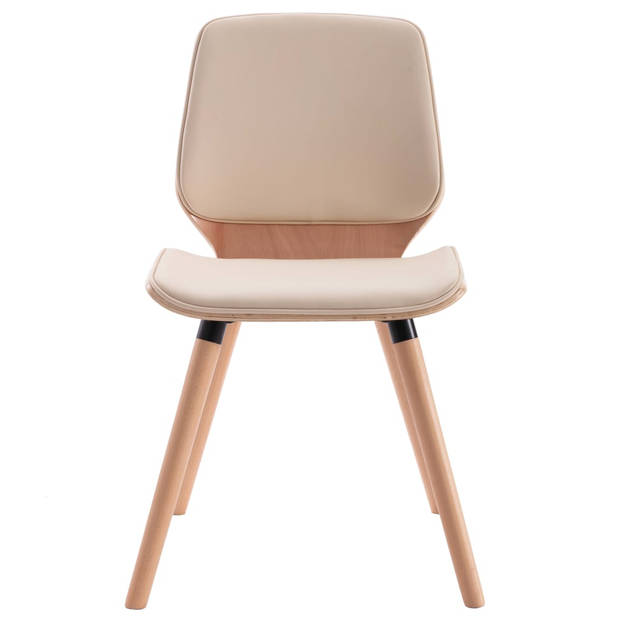 The Living Store Eetkamerstoelen Crème Kunstleren - 48 x 62.5 x 85 cm - Ergonomisch