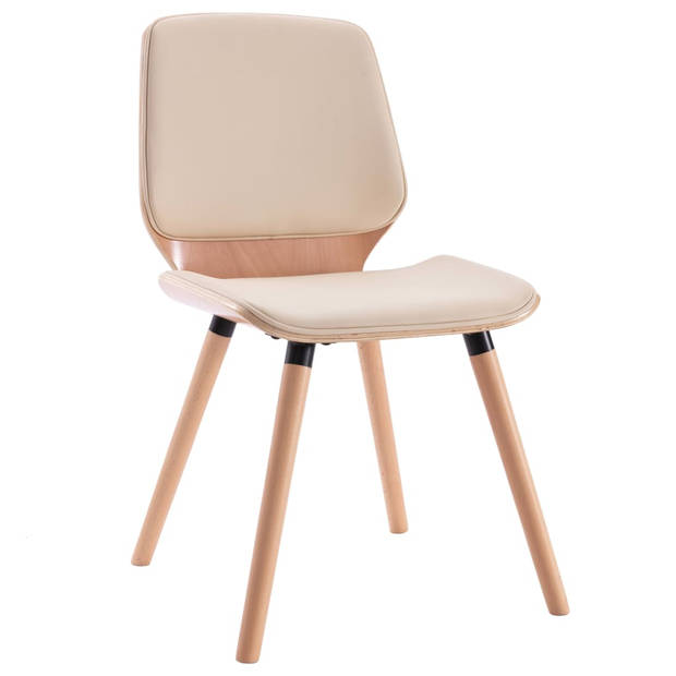 The Living Store Eetkamerstoelen Crème Kunstleren - 48 x 62.5 x 85 cm - Ergonomisch