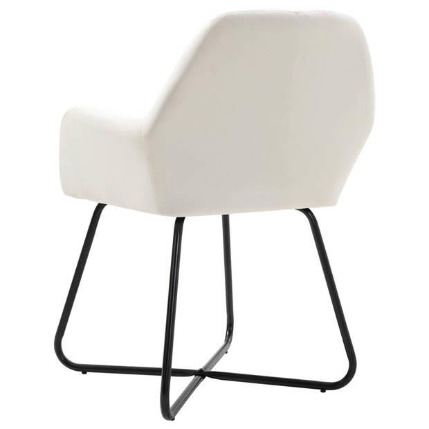 The Living Store Eetkamerstoelen - Set van 6 - Crème - 61 x 61 x 84 cm - Stof - Gepoedercoat stalen poten