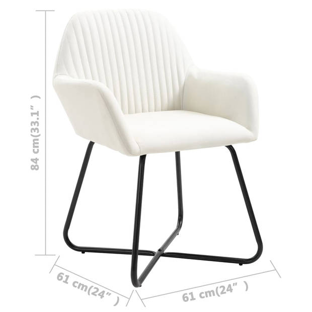 The Living Store Eetkamerstoelen - Set van 6 - Crème - 61 x 61 x 84 cm - Stof - Gepoedercoat stalen poten