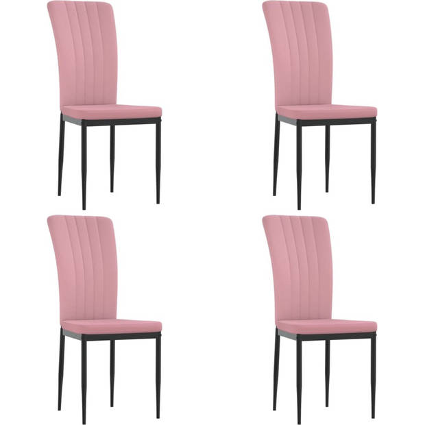 The Living Store Eetkamerstoelen - fluweel - roze - 42 x 57.5 x 95 cm - stevig frame