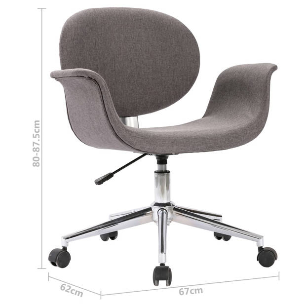 The Living Store Eetkamerstoelen Draaibaar Set van 2 - Lichtgrijs - Afmeting- 67 x 62 x (80 - 87.5) cm