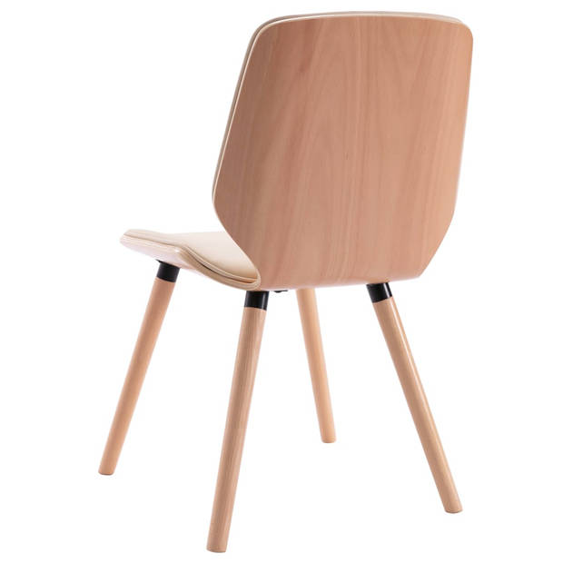 The Living Store Eetkamerstoelen - Set van 4 - Crème - Kunstleer - 48x62.5x85cm - Montage vereist