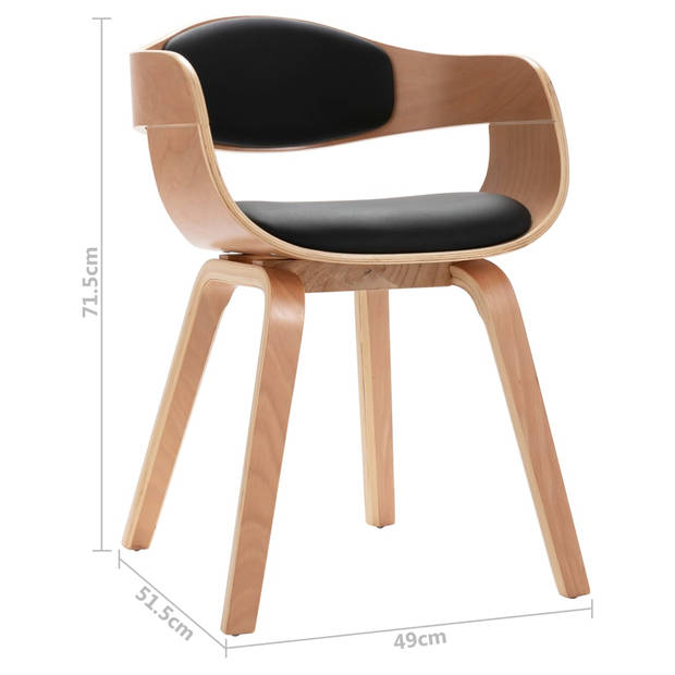 The Living Store Eetstoelen Set - Kunstleer - Zwart - 49 x 51.5 x 71.5 cm