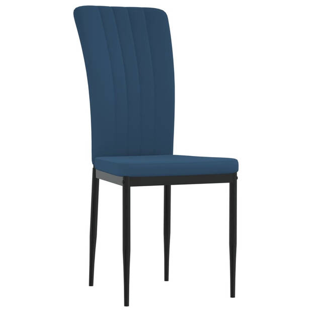 The Living Store Eetkamerstoelen - Blauw Fluweel - Ergonomisch ontworpen - Stevig frame - 42x57.5x95 cm