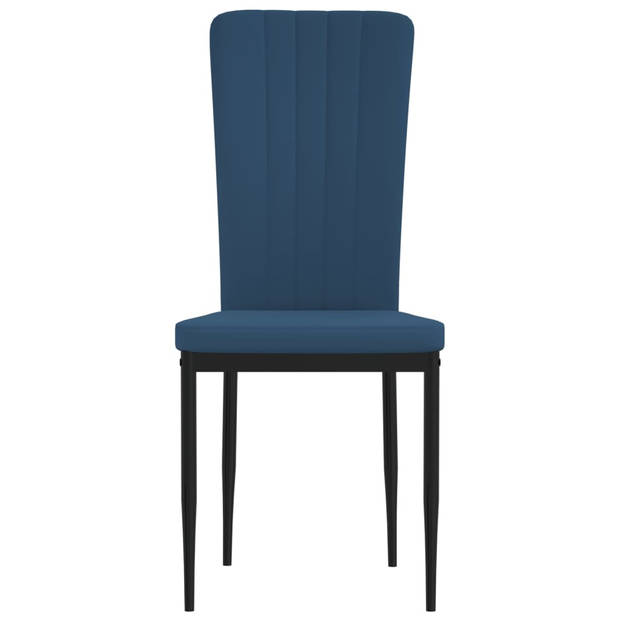 The Living Store Eetkamerstoelen - Blauw Fluweel - Ergonomisch ontworpen - Stevig frame - 42x57.5x95 cm