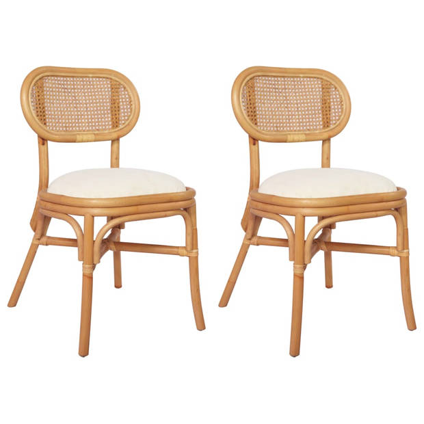 The Living Store Eetkamerstoelen - Rattan - 46 x 53 x 83 cm - Ergonomisch ontworpen