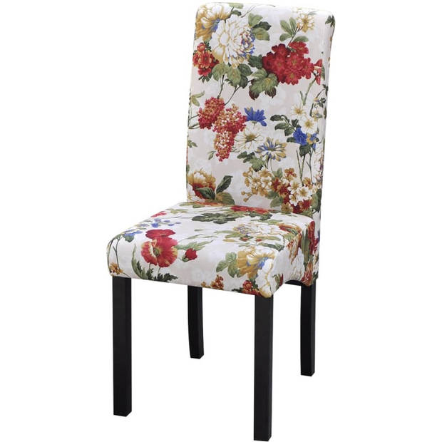 The Living Store Eetkamerstoelen - Polyester - 42 x 55 x 96 cm - Bloemmotief - Set van 4