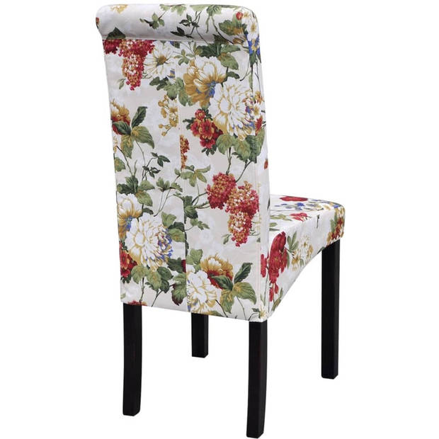 The Living Store Eetkamerstoelen - Polyester - 42 x 55 x 96 cm - Bloemmotief - Set van 4