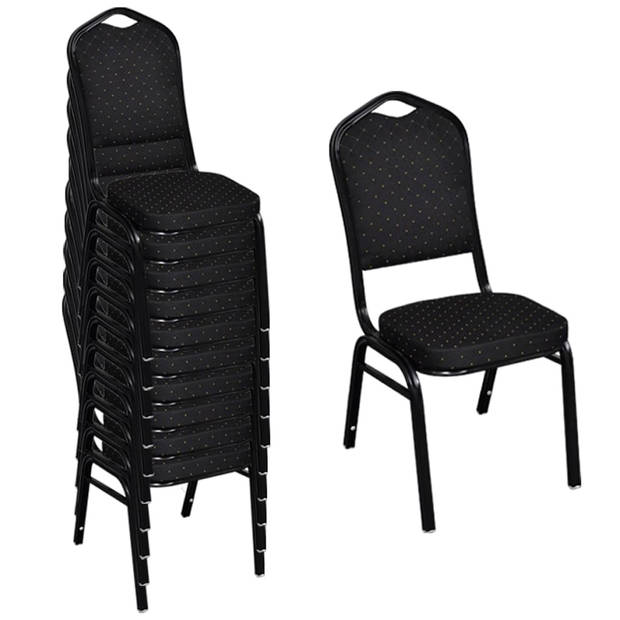 The Living Store Eetkamerstoelen Set - Stapelbaar - Multiplex en ijzer - Zwart - 40x41x88 cm - Ergonomisch