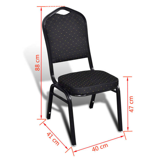 The Living Store Eetkamerstoelen Set - Stapelbaar - Multiplex en ijzer - Zwart - 40x41x88 cm - Ergonomisch