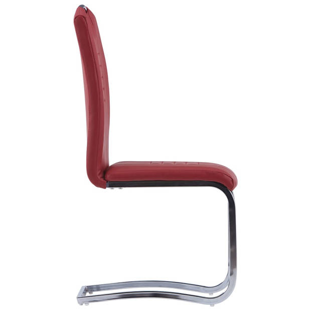 The Living Store Zwevende Eetkamerstoelen - Set van 4 - Rood - 42 x 52 x 100 cm - Kunstleer