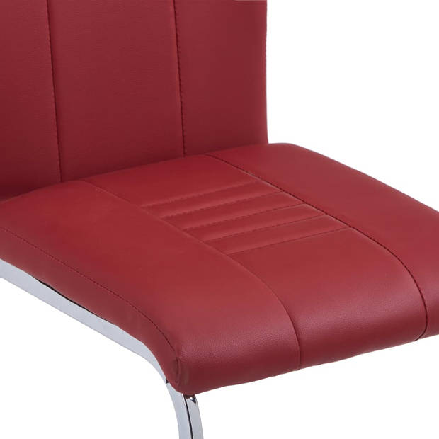 The Living Store Zwevende Eetkamerstoelen - Set van 4 - Rood - 42 x 52 x 100 cm - Kunstleer